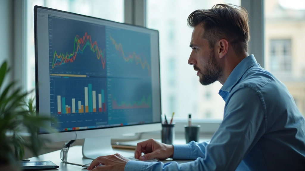 Аналитик работает с графиками анализа данных